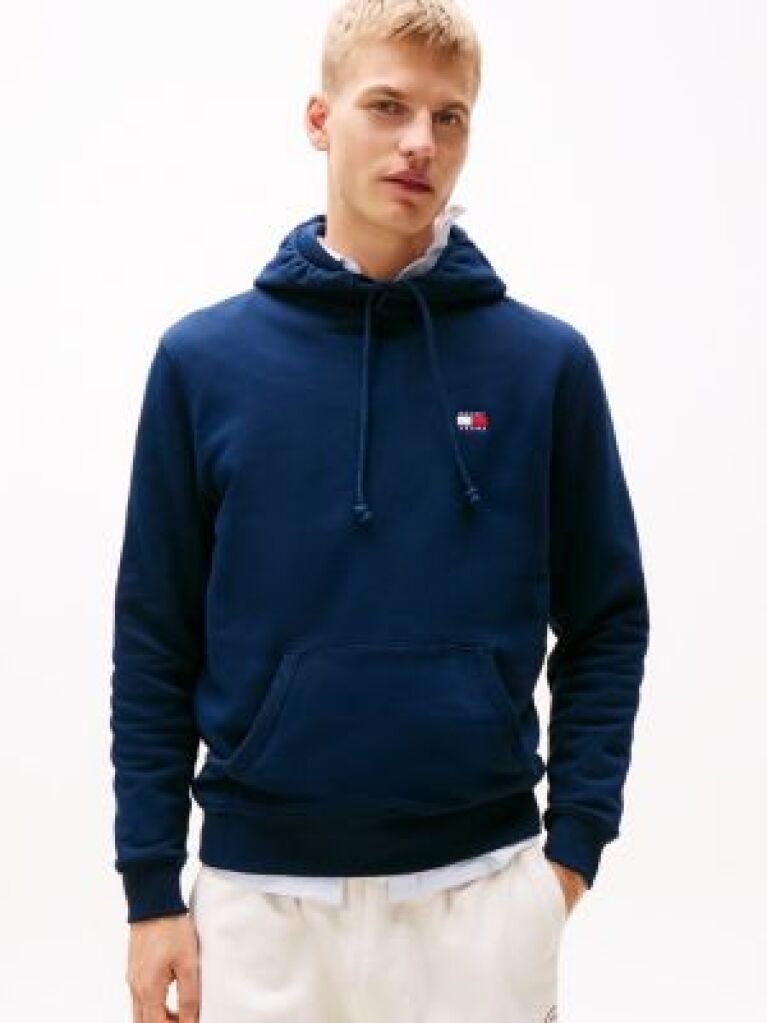 Blue Tommy Badge Drawstring Hoody  Men