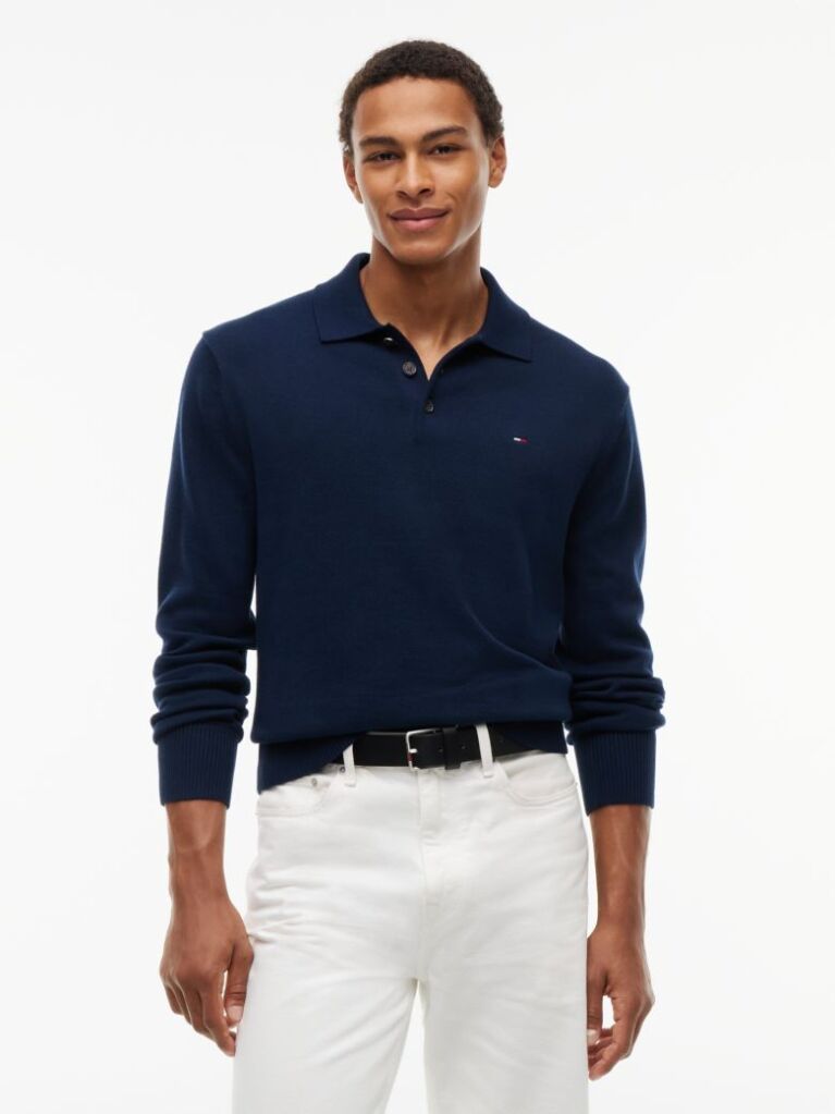 Blue Tommy Flag Slim Polo Jumper  Men