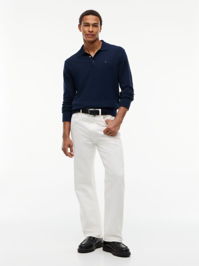 Blue Tommy Flag Slim Polo Jumper  Men