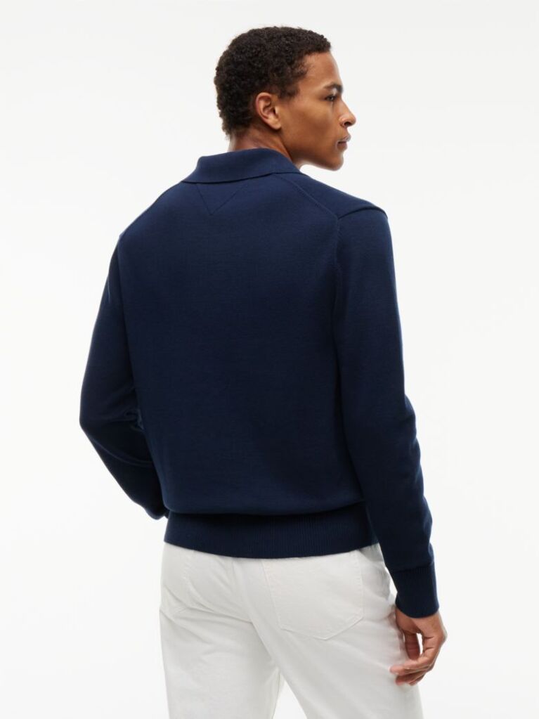 Blue Tommy Flag Slim Polo Jumper  Men