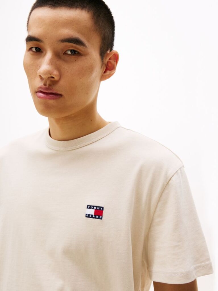 White Tommy Badge Crew Neck T-Shirt  Men
