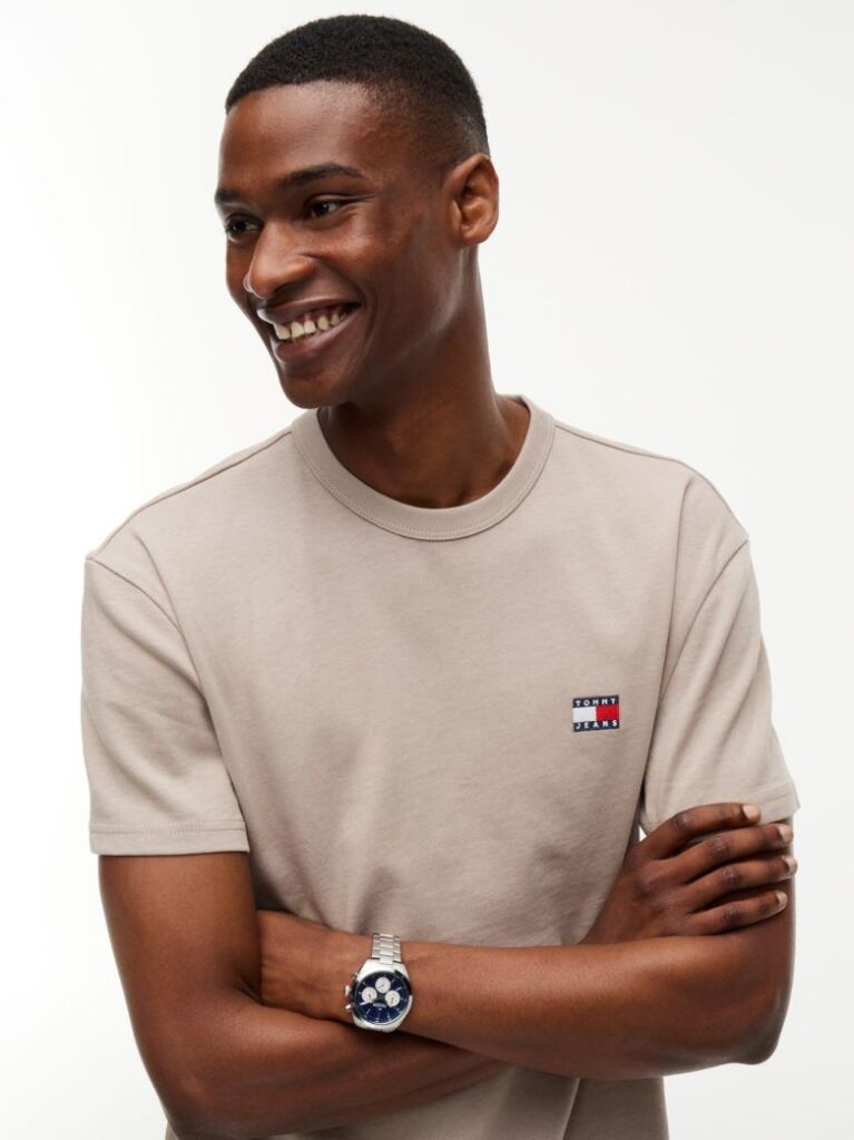 Brown Tommy Badge Crew Neck T-Shirt  Men