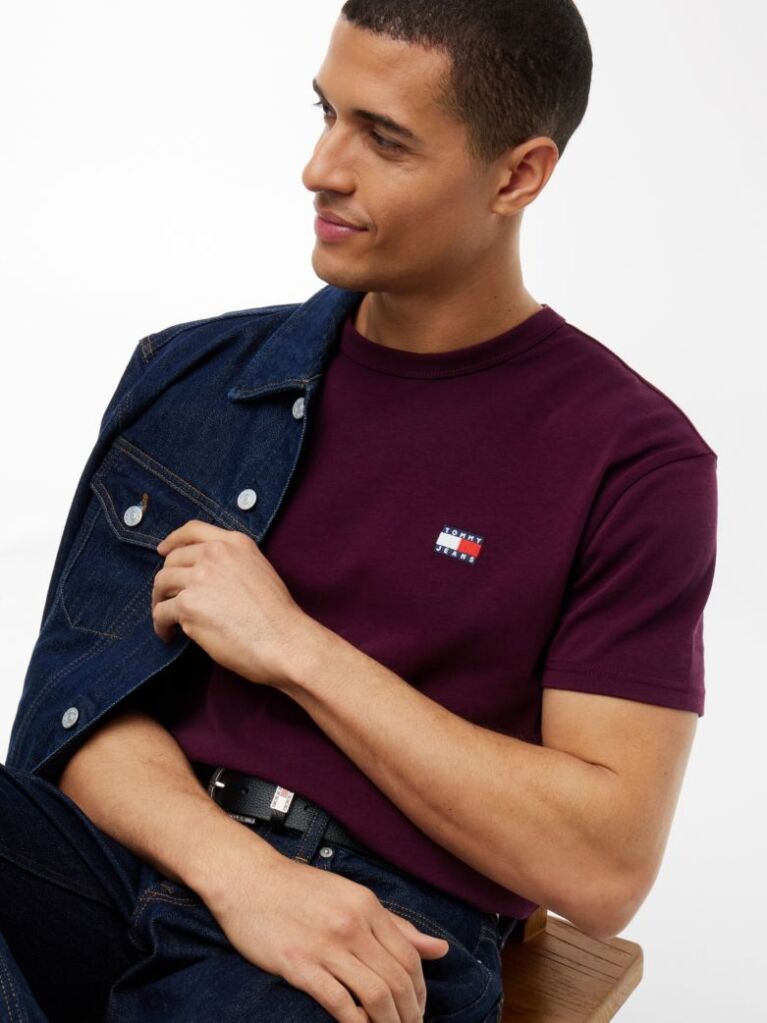 Purple Tommy Badge Crew Neck T-Shirt  Men