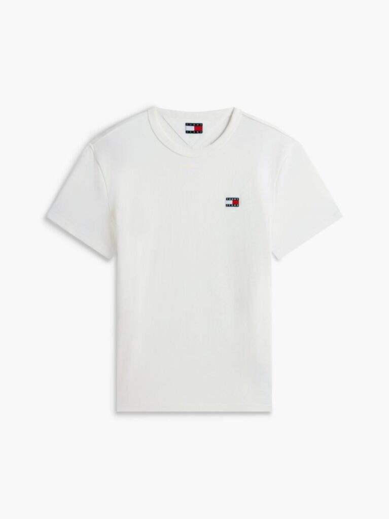 Beige Tommy Badge Crew Neck T-Shirt  Men