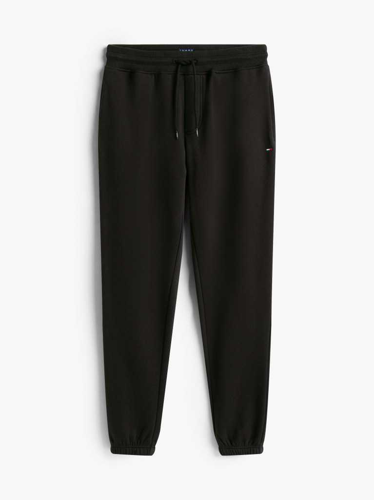 Black Tommy Flag Embroidery Cuffed Slim Joggers  Men