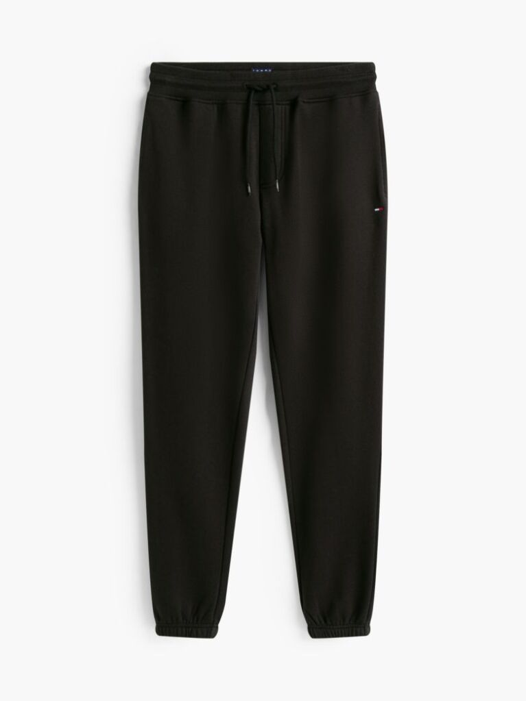 Black Tommy Flag Embroidery Cuffed Slim Joggers  Men