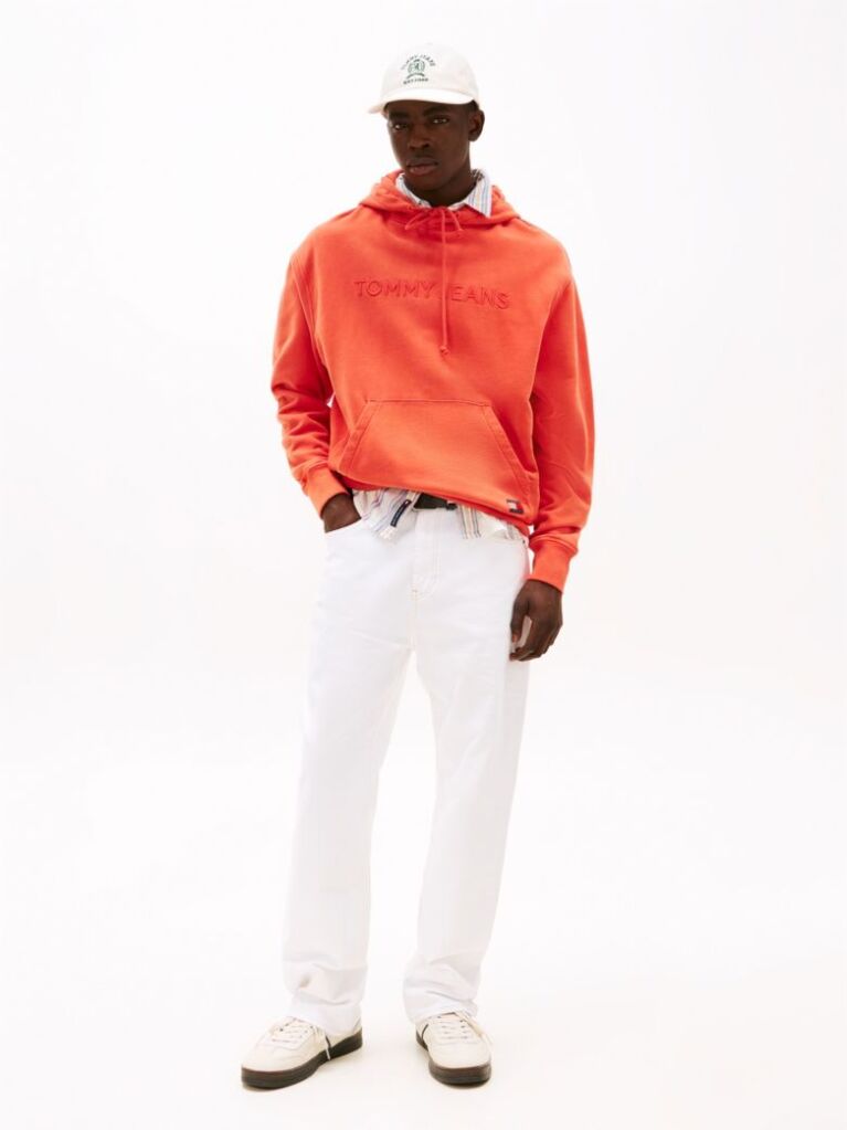 Orange Logo Embroidery Hoody  Men