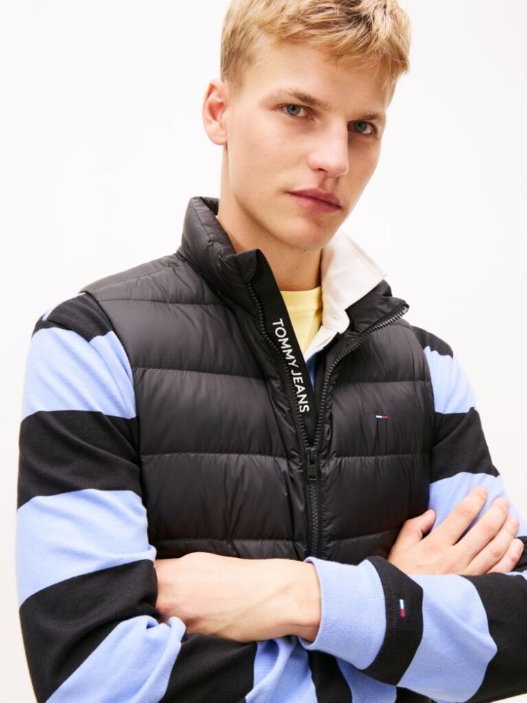 Black Lightweight Down Zip-Thru Vest  Men