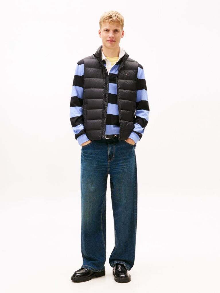 Black Lightweight Down Zip-Thru Vest  Men