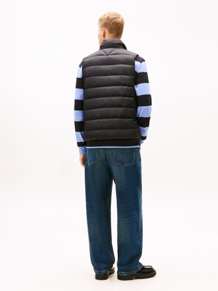 Black Lightweight Down Zip-Thru Vest  Men