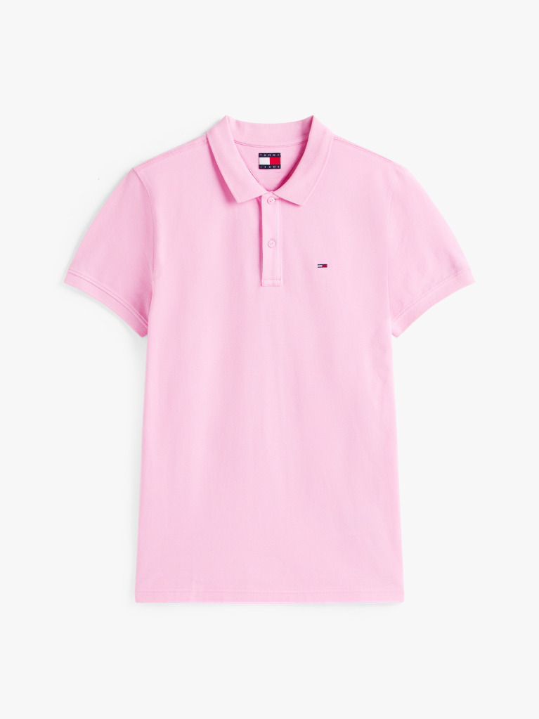 Pink Flag Patch Slim Fit Polo Shirt  Men