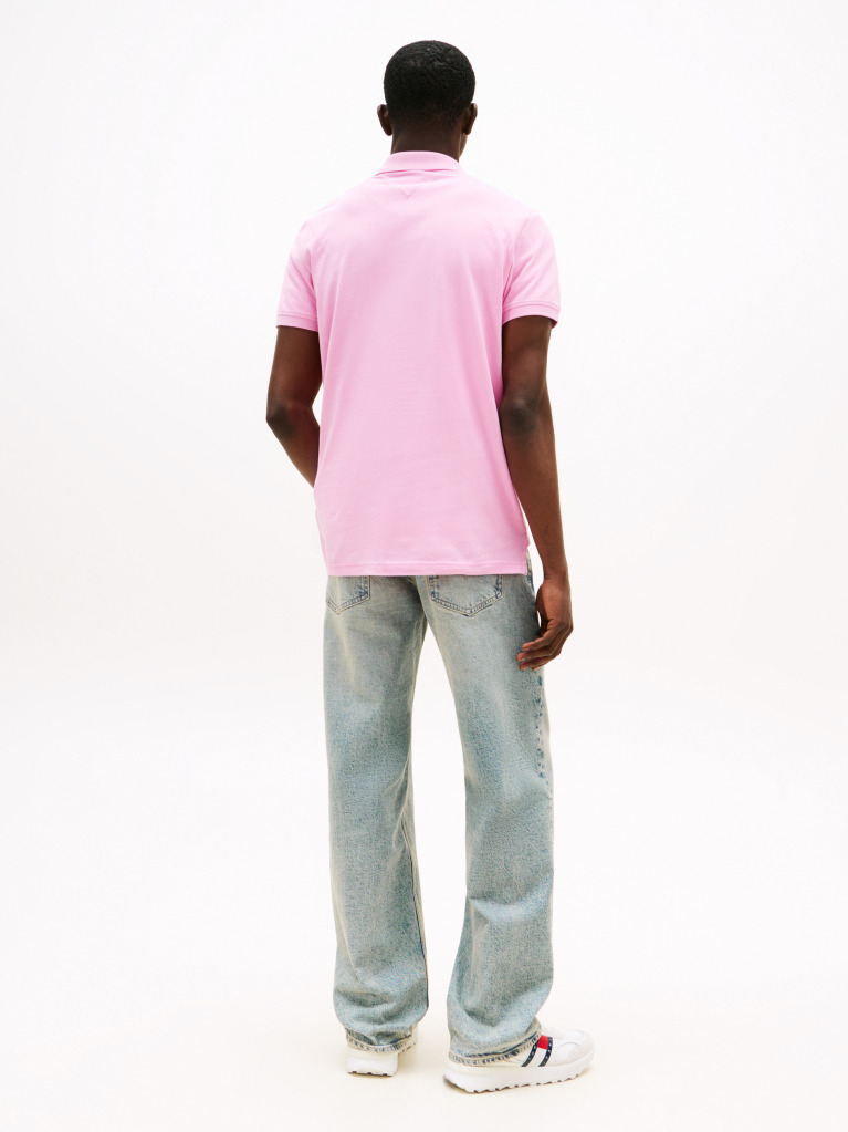 Pink Flag Patch Slim Fit Polo Shirt  Men