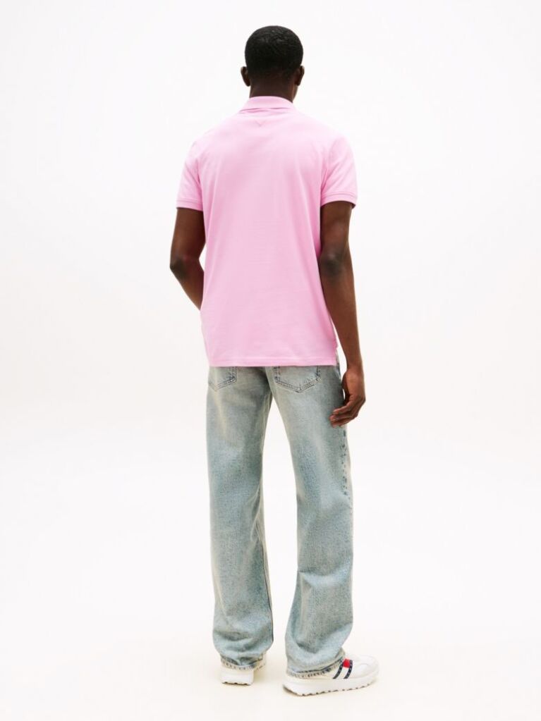 Pink Flag Patch Slim Fit Polo Shirt  Men