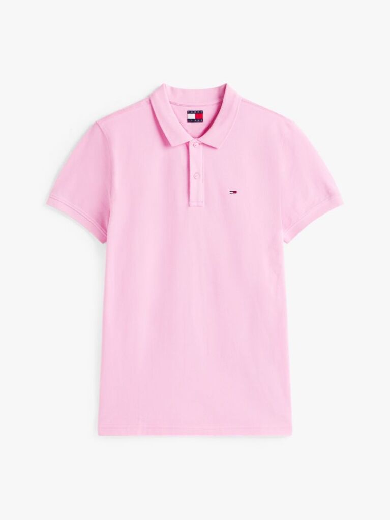 Pink Flag Patch Slim Fit Polo Shirt  Men