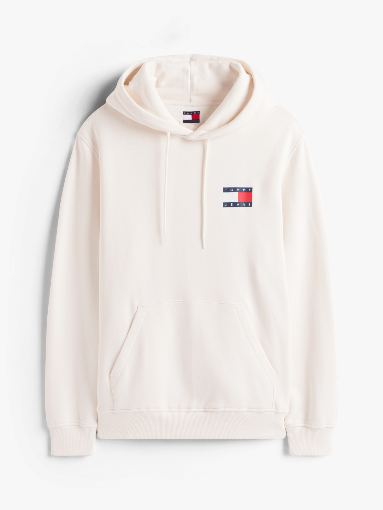 White Logo Drawstring Hoody  Men