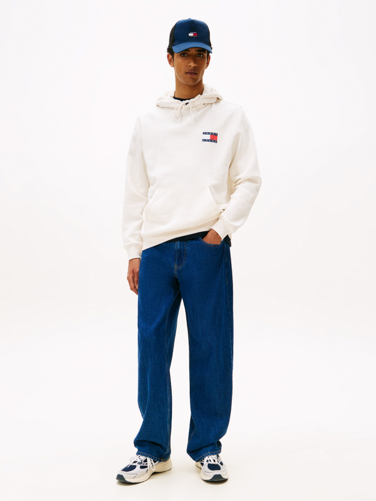 White Logo Drawstring Hoody  Men