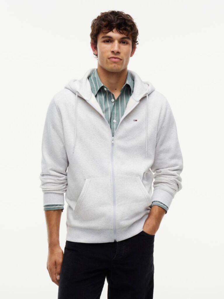 Grey Regular Hoody Zip Thru  Men