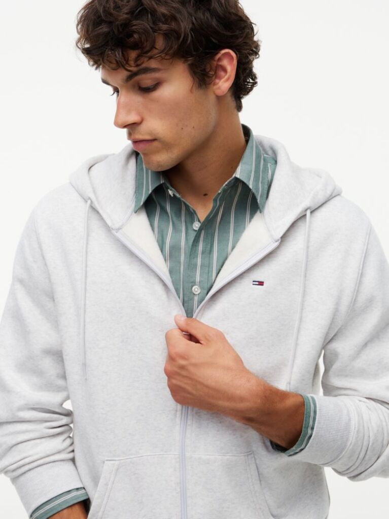 Grey Regular Hoody Zip Thru  Men