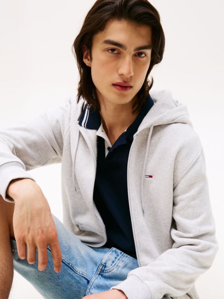 Grey Regular Hoody Zip Thru  Men