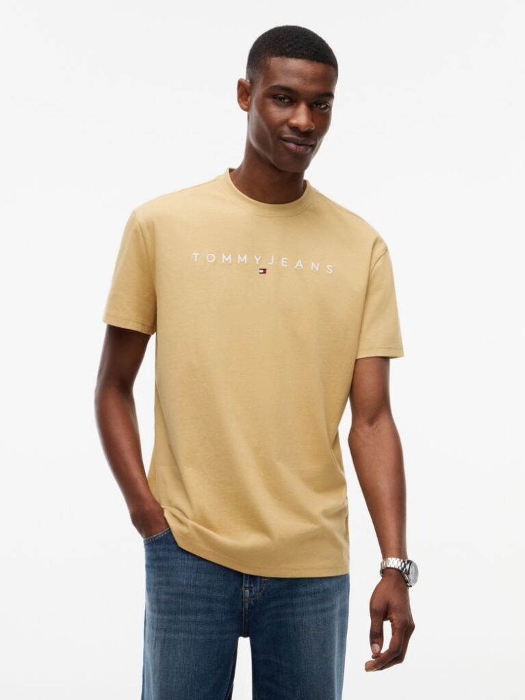 Beige Regular Logo Embroidery T-Shirt  Men