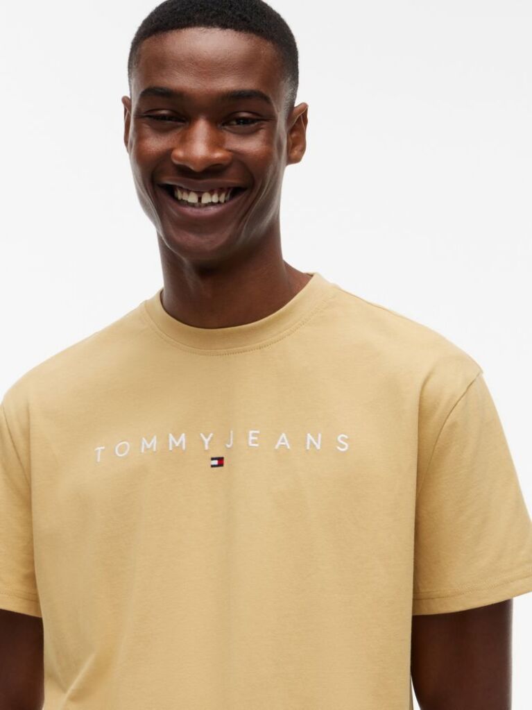 Beige Regular Logo Embroidery T-Shirt  Men