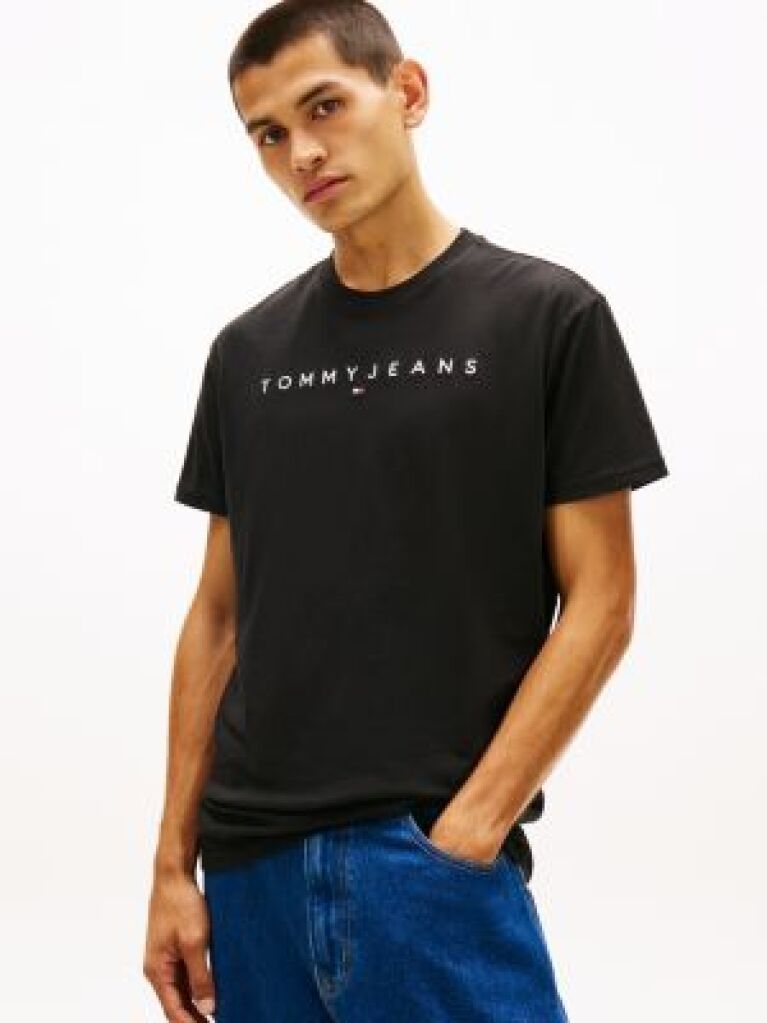 Black Regular Logo Embroidery T-Shirt  Men