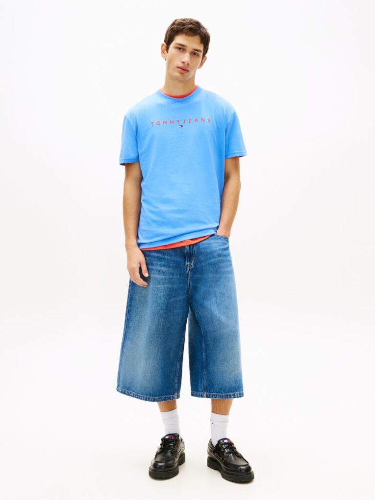 Blue Regular Logo Embroidery T-Shirt  Men