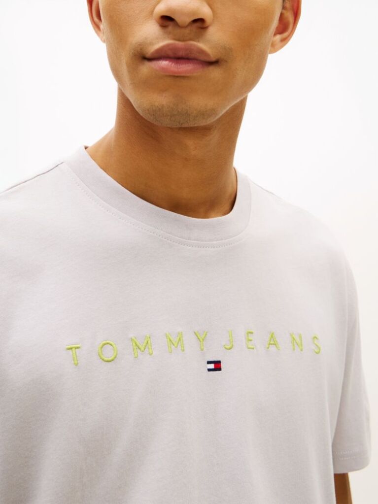Grey Regular Logo Embroidery T-Shirt  Men