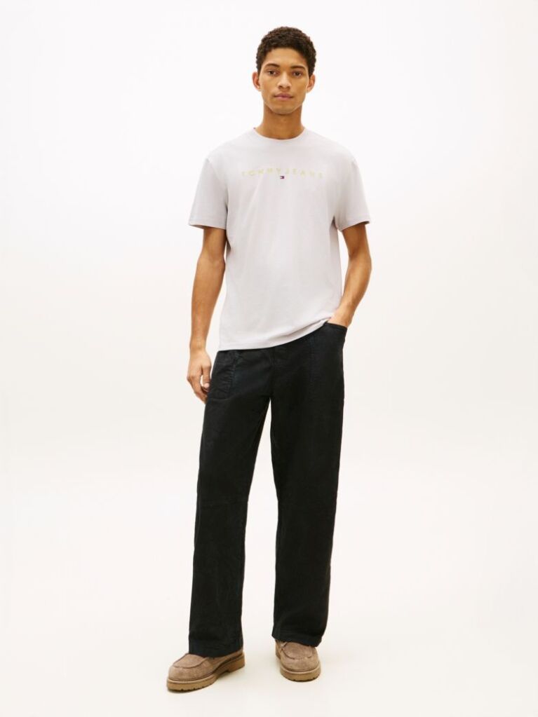 Grey Regular Logo Embroidery T-Shirt  Men