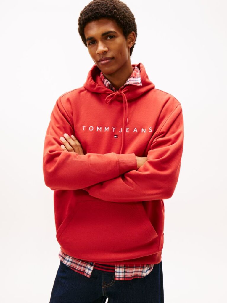 Κόκκινο Hoody Σε Κανονική Γραμμή Με Λογότυπο  Άνδρες