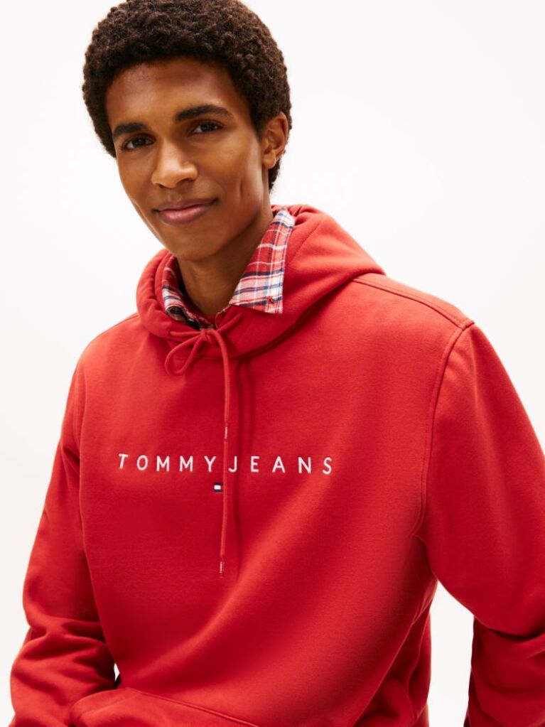 Κόκκινο Hoody Σε Κανονική Γραμμή Με Λογότυπο  Άνδρες