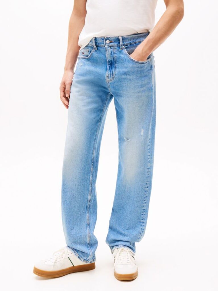 Denim Τζιν Με Κεντητό Σήμα Σε Άνετη Γραμμή  Άνδρες