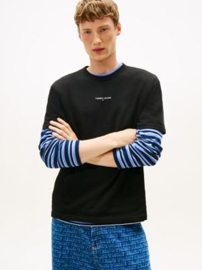 Black Logo Embroidery Relaxed T-Shirt  Men