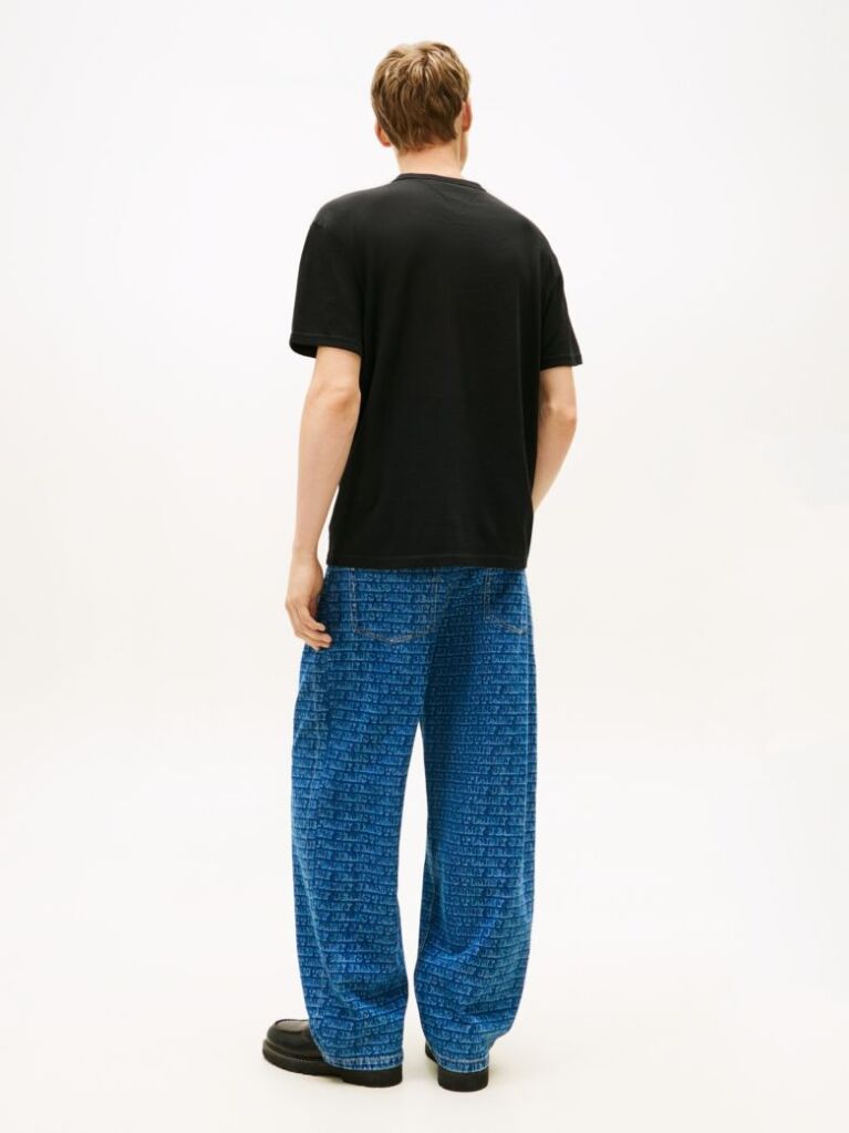 Black Logo Embroidery Relaxed T-Shirt  Men