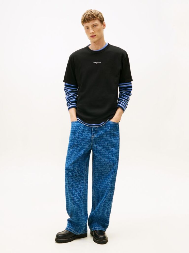 Black Logo Embroidery Relaxed T-Shirt  Men