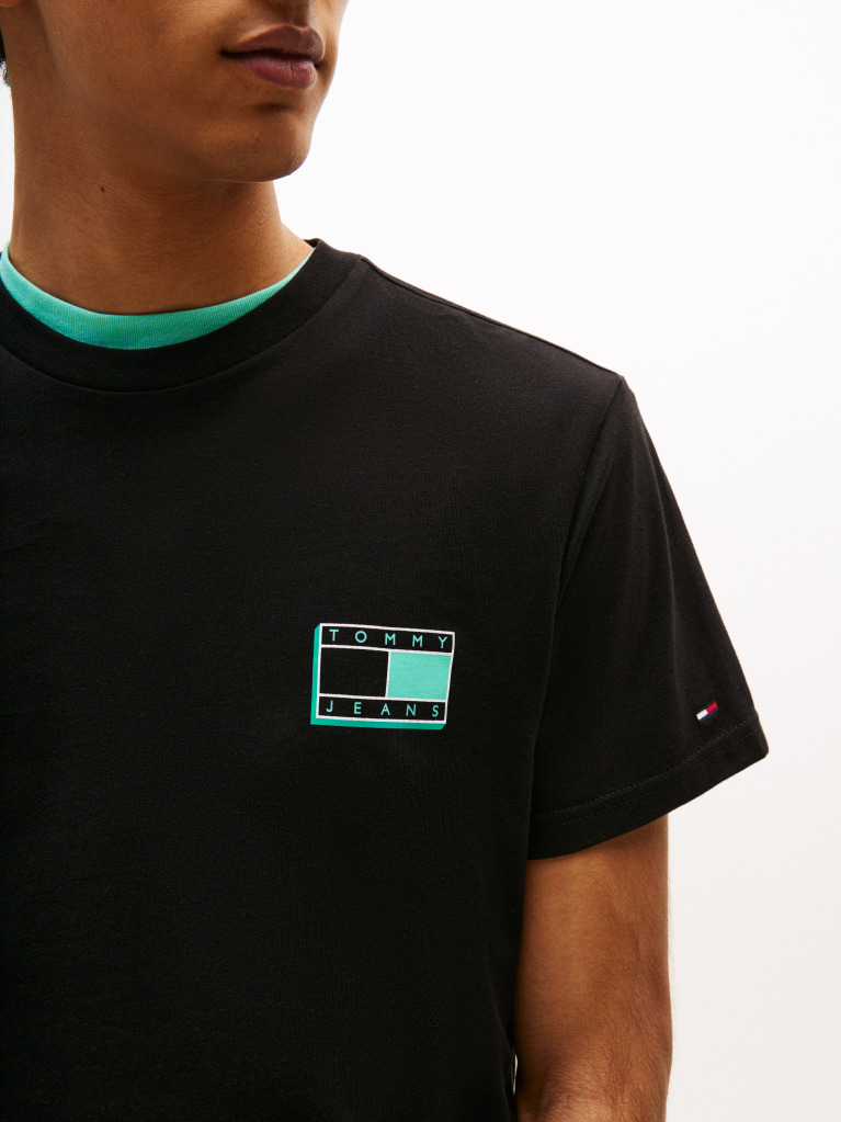 Μαύρο Slim T-Shirt Με Λογότυπο  Άνδρες