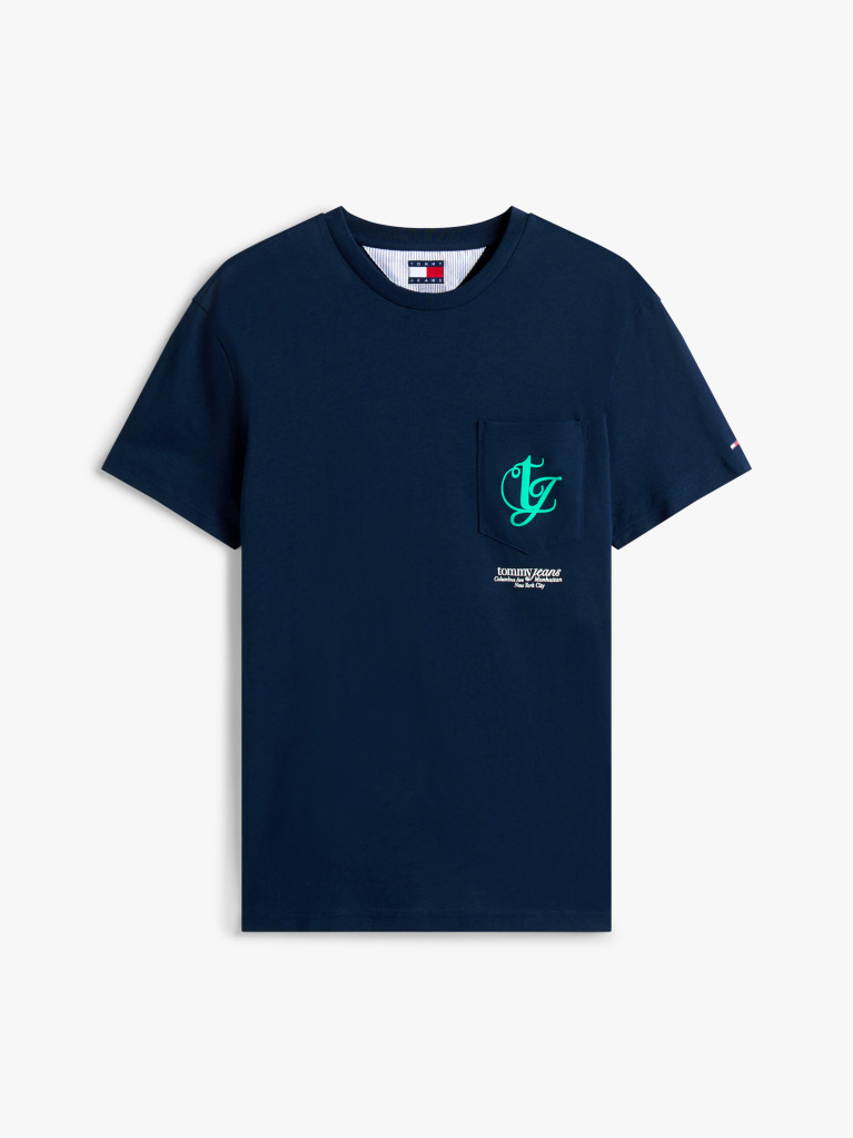Μπλε T-Shirt Με Λογότυπο Στην Πλάτη Και Την Τσέπη  Άνδρες