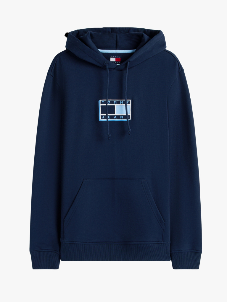 Blue Tonal Logo Drawstring Hoody  Men
