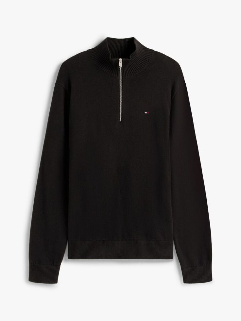 Μαύρο Slim Πουλόβερ Με Φερμουάρ Και Σημαιάκι Tommy  Άνδρες