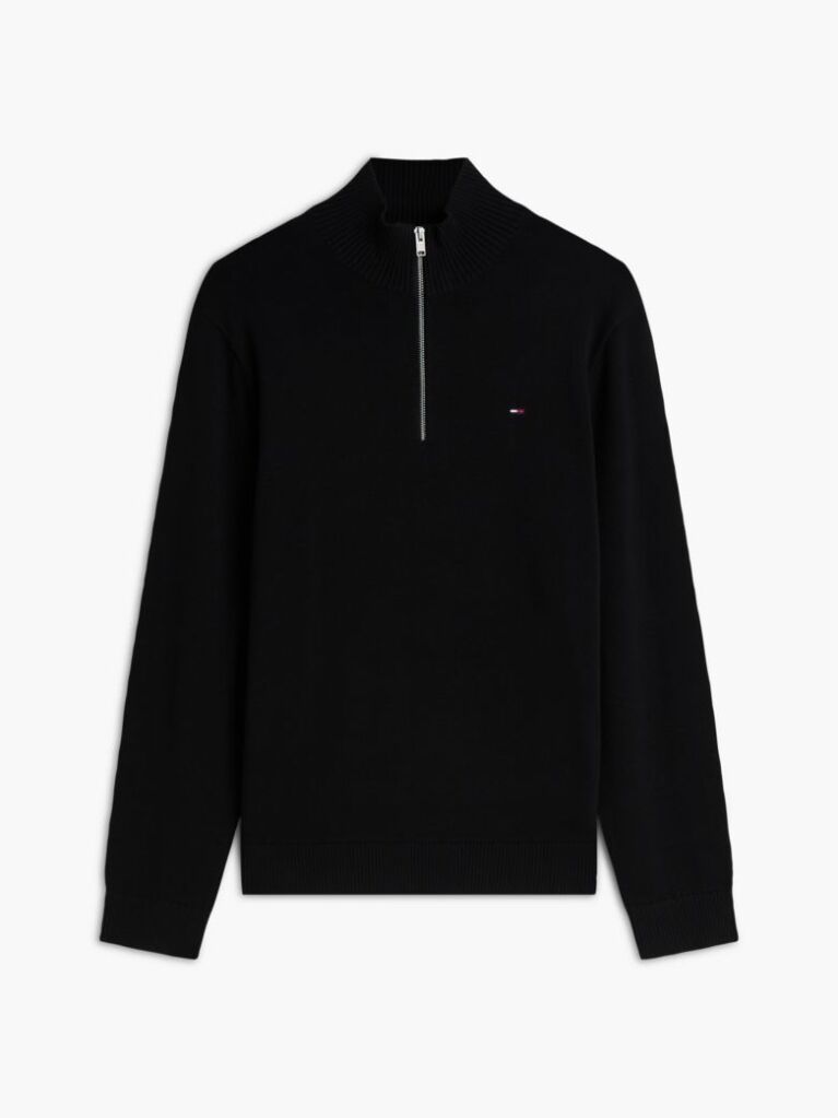 Μαύρο Slim Πουλόβερ Με Φερμουάρ Και Σημαιάκι Tommy  Άνδρες