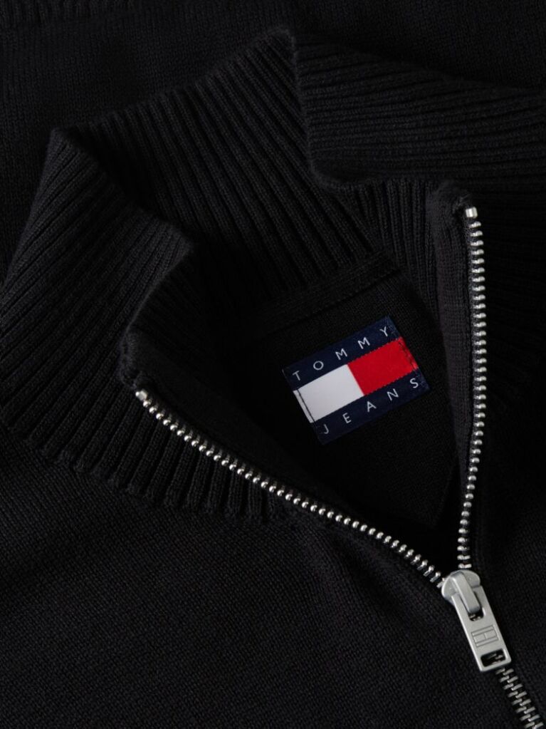 Μαύρο Slim Πουλόβερ Με Φερμουάρ Και Σημαιάκι Tommy  Άνδρες