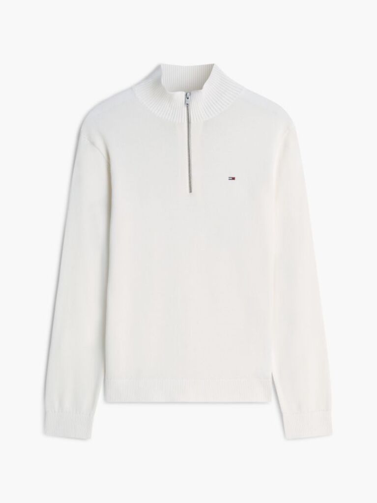 Άσπρο Slim Πουλόβερ Με Φερμουάρ Και Σημαιάκι Tommy  Άνδρες