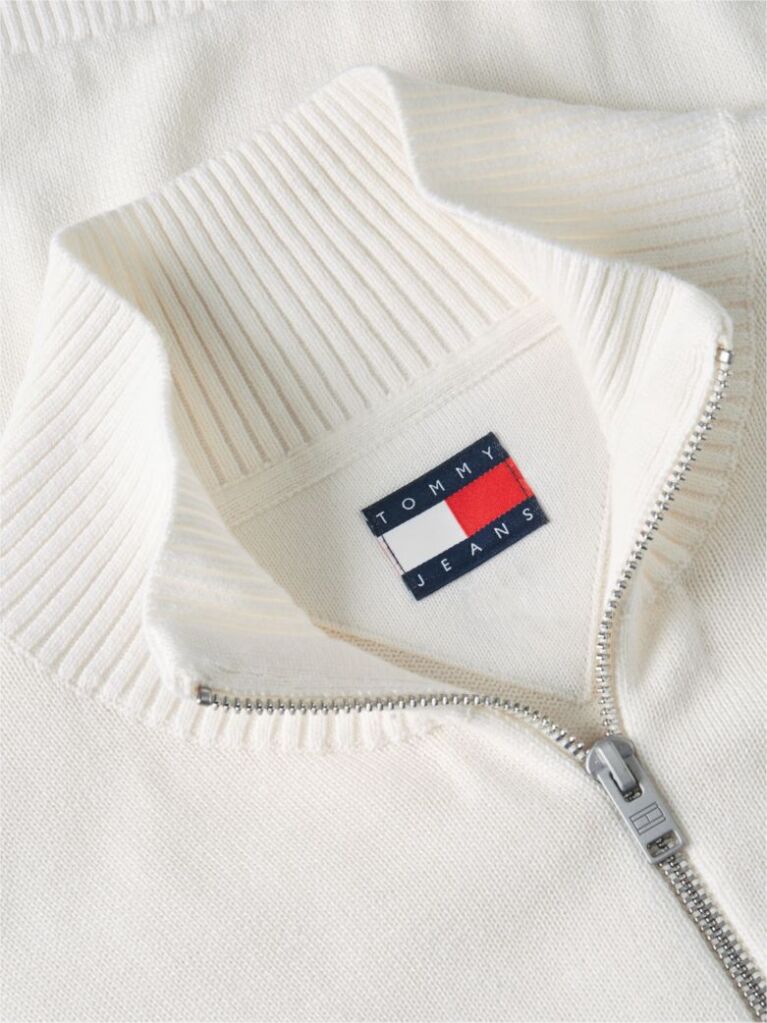 Άσπρο Slim Πουλόβερ Με Φερμουάρ Και Σημαιάκι Tommy  Άνδρες