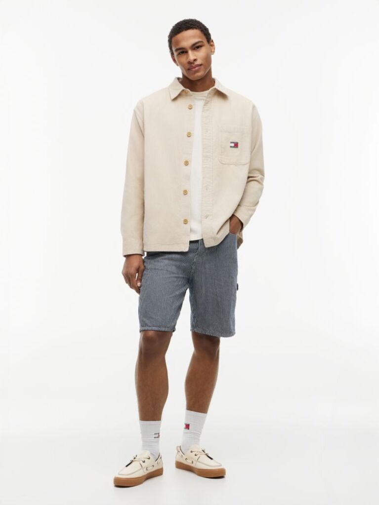 Beige Brick Cord Overshirt  Men