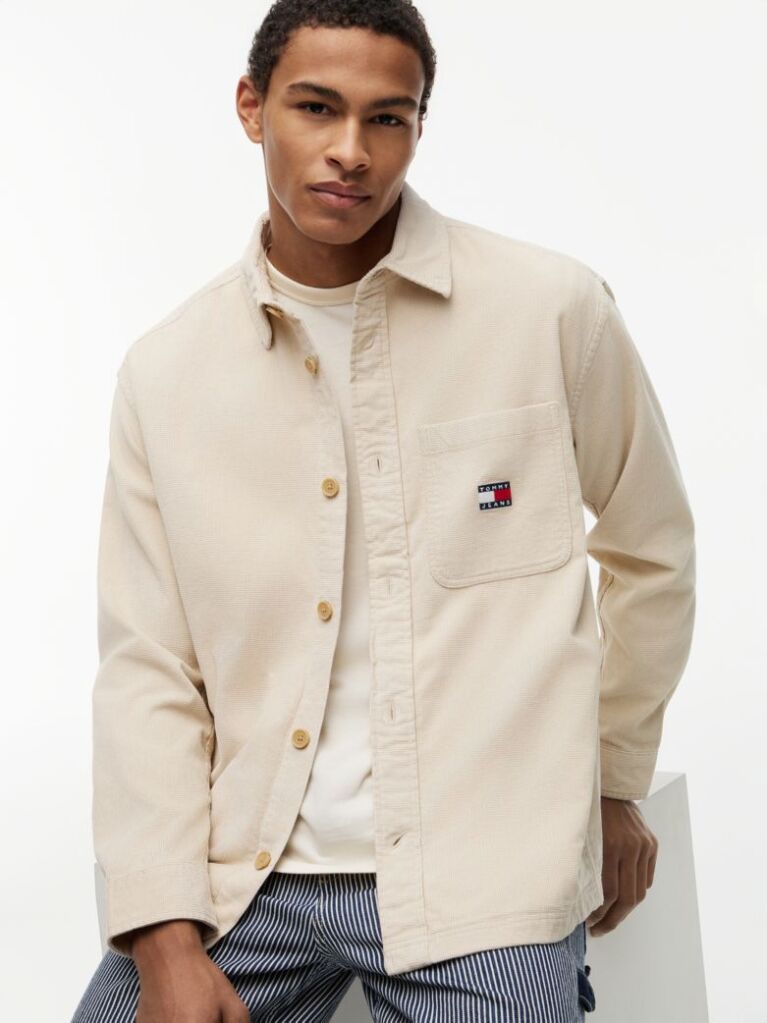 Beige Brick Cord Overshirt  Men