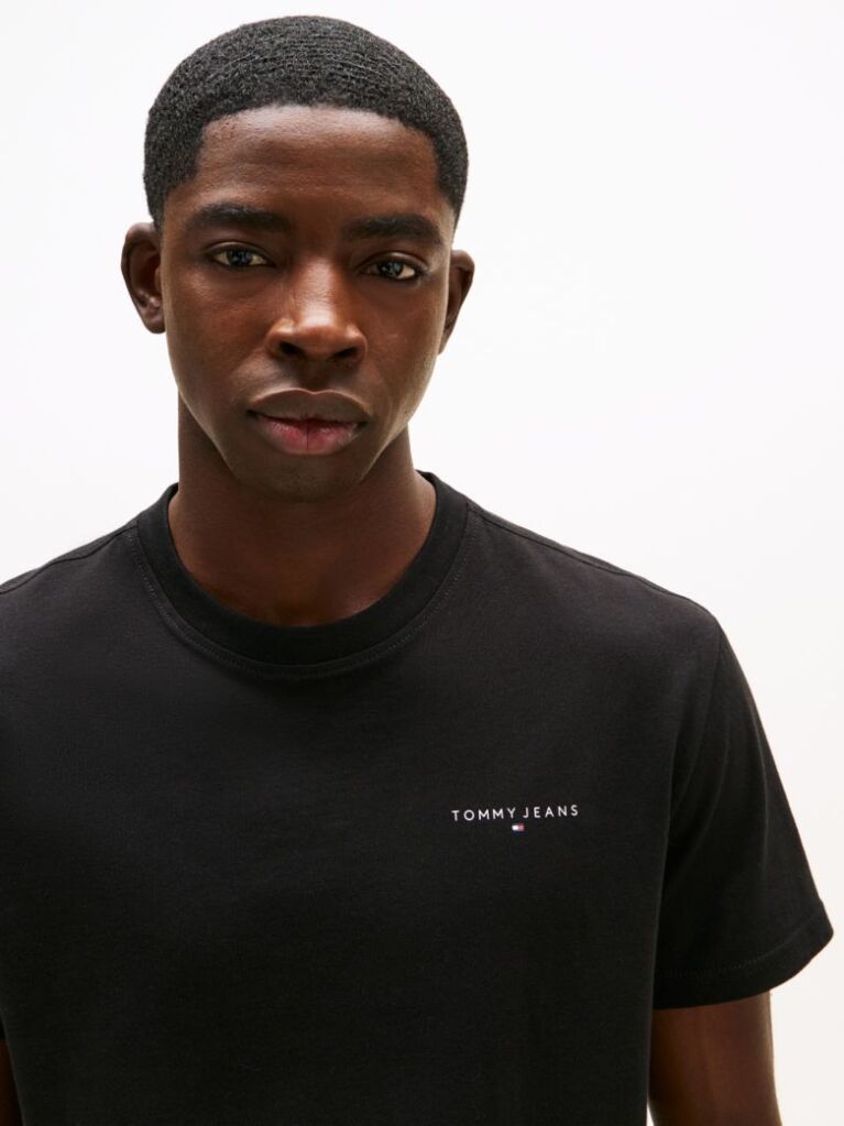 Μαύρο Slim T-shirt Με Λογότυπο Και Στρογγυλή Λαιμόκοψη  Άνδρες