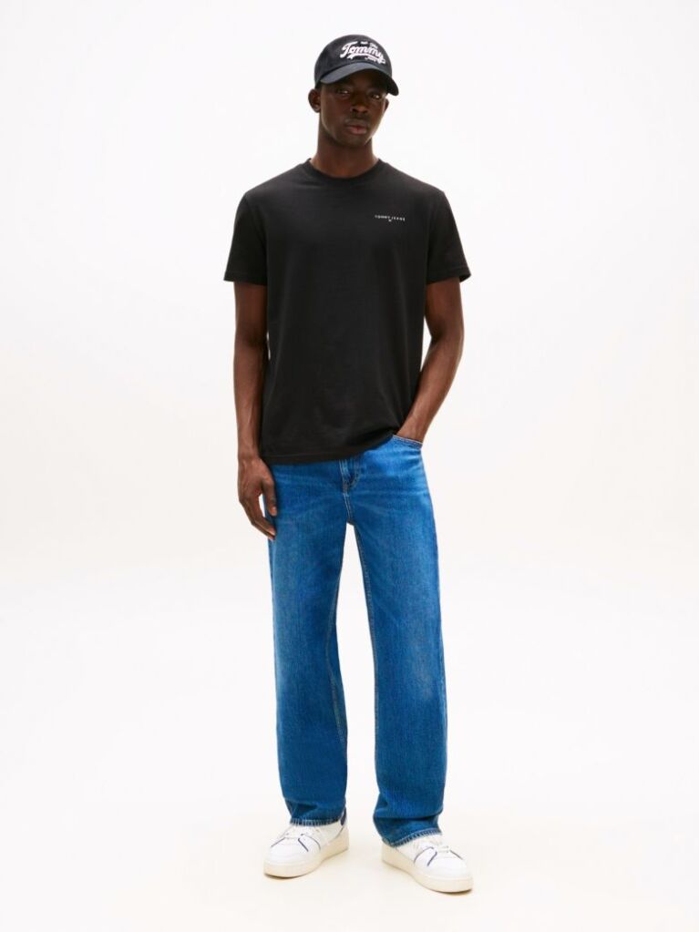 Μαύρο Slim T-shirt Με Λογότυπο Και Στρογγυλή Λαιμόκοψη  Άνδρες
