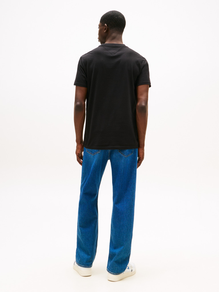 Μαύρο Slim T-shirt Με Λογότυπο Και Στρογγυλή Λαιμόκοψη  Άνδρες