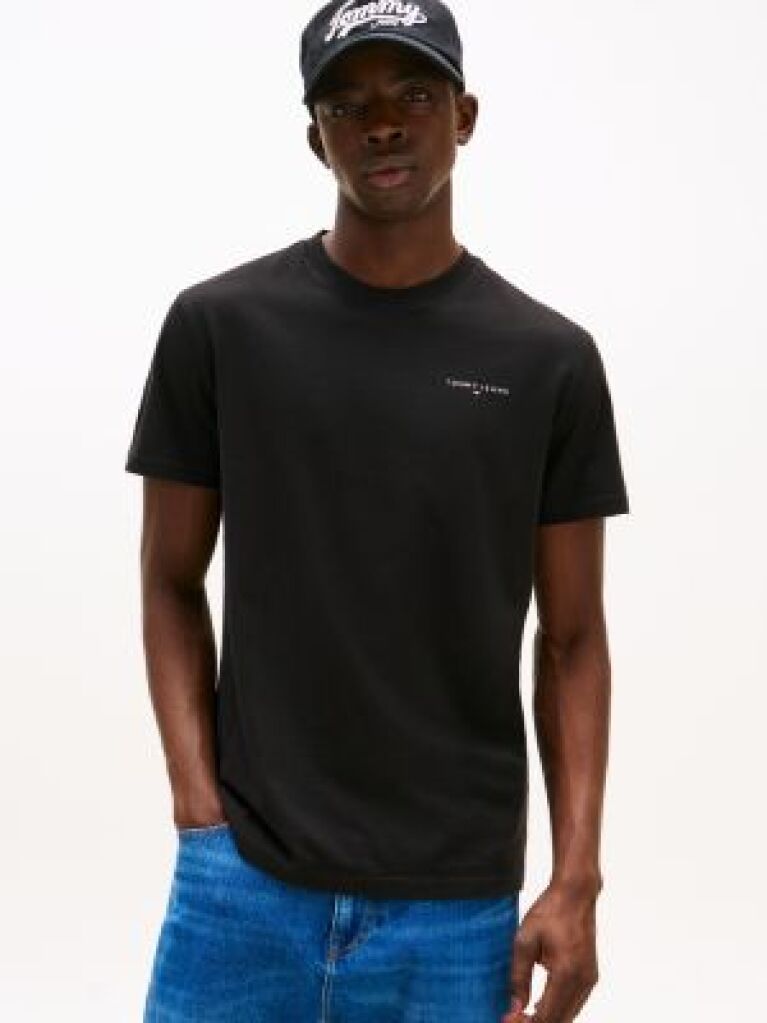 Μαύρο Slim T-shirt Με Λογότυπο Και Στρογγυλή Λαιμόκοψη  Άνδρες