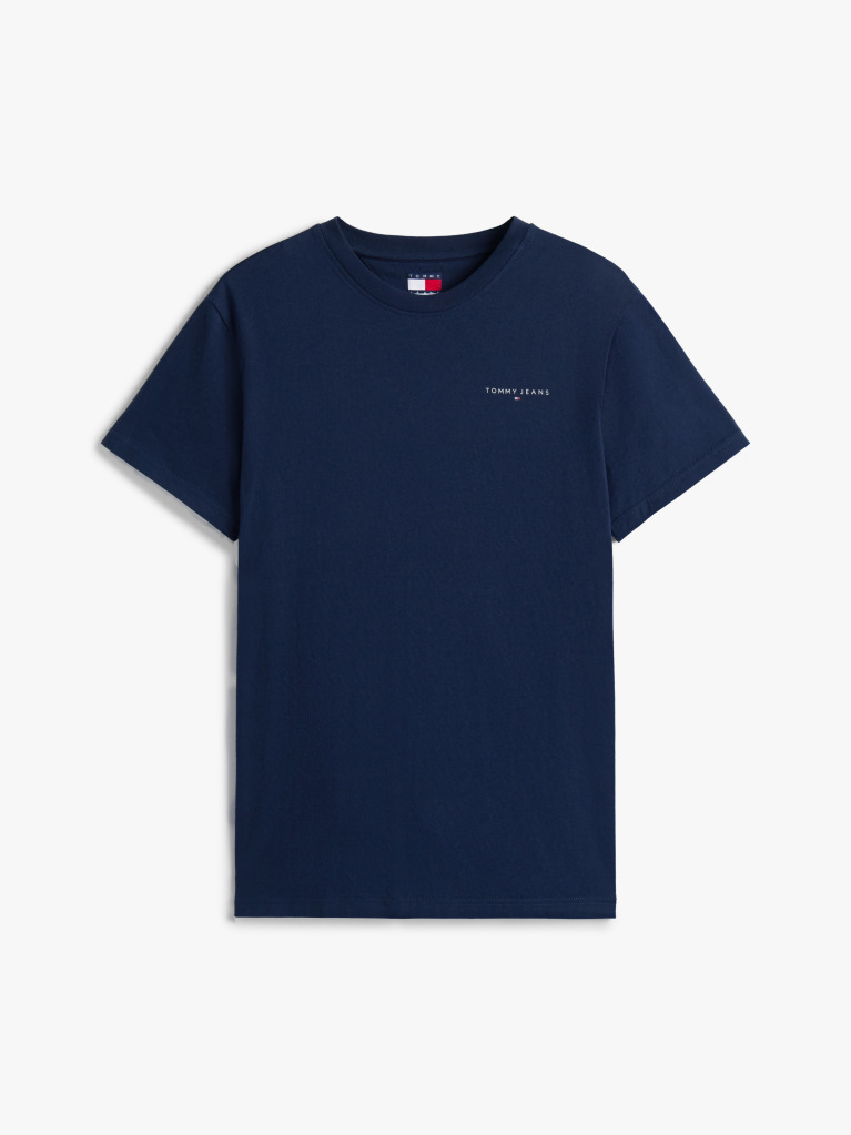 Blue Linear Logo Slim Crew Neck T-Shirt  Men